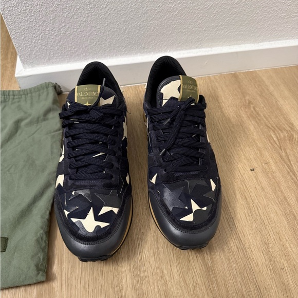Valentino Garavani Black and Blue Star Sneakers - Picture 3 of 5
